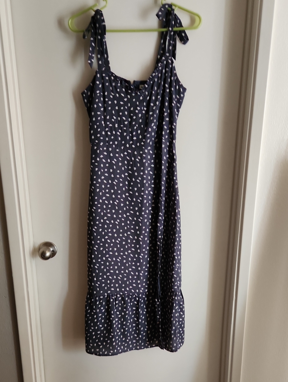 NWT Abercrombie & Fitch Blue Polka Dot Tie-Strap Midi Dress